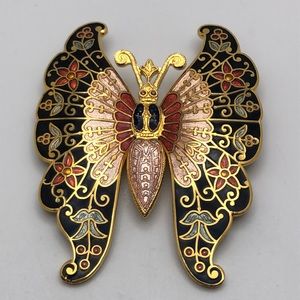 Gorgeous Butterly Pin Brooch VTG 80s Brooch Cloisonné Enamel Statement Pin.